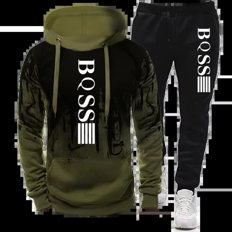 Men'S Hoodies for Men Clothing Splash Ink Sweatshirt Suit Man Tracksuit Pant Sets New in Hoodies & Sweatshirts Sports Suits Set