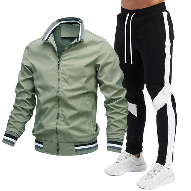 Street Running Sports Stylish Stitching Printing Sweat Suit