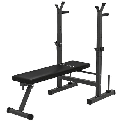Soozier Foldable Bench Press with Barbell Rack Black