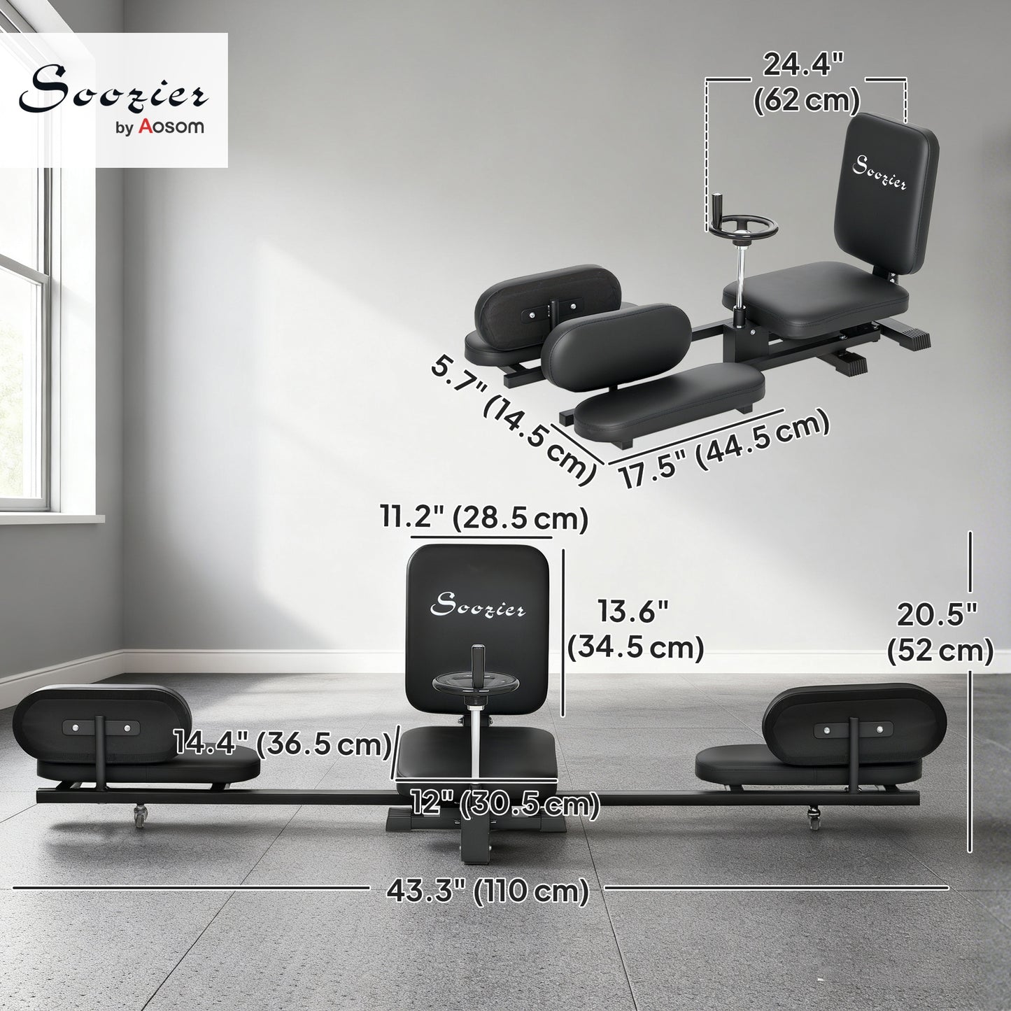 Soozier Leg Stretcher, 180° Adjustable Leg Split Machine with Handwheels, Leg Stretching Equipment for Flexibility
