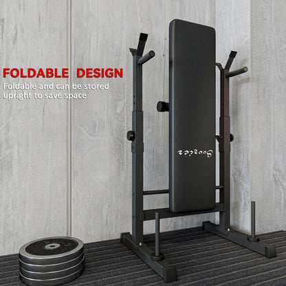 Soozier Foldable Bench Press with Barbell Rack Black