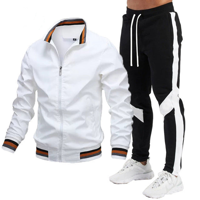 Street Running Sports Stylish Stitching Printing Sweat Suit