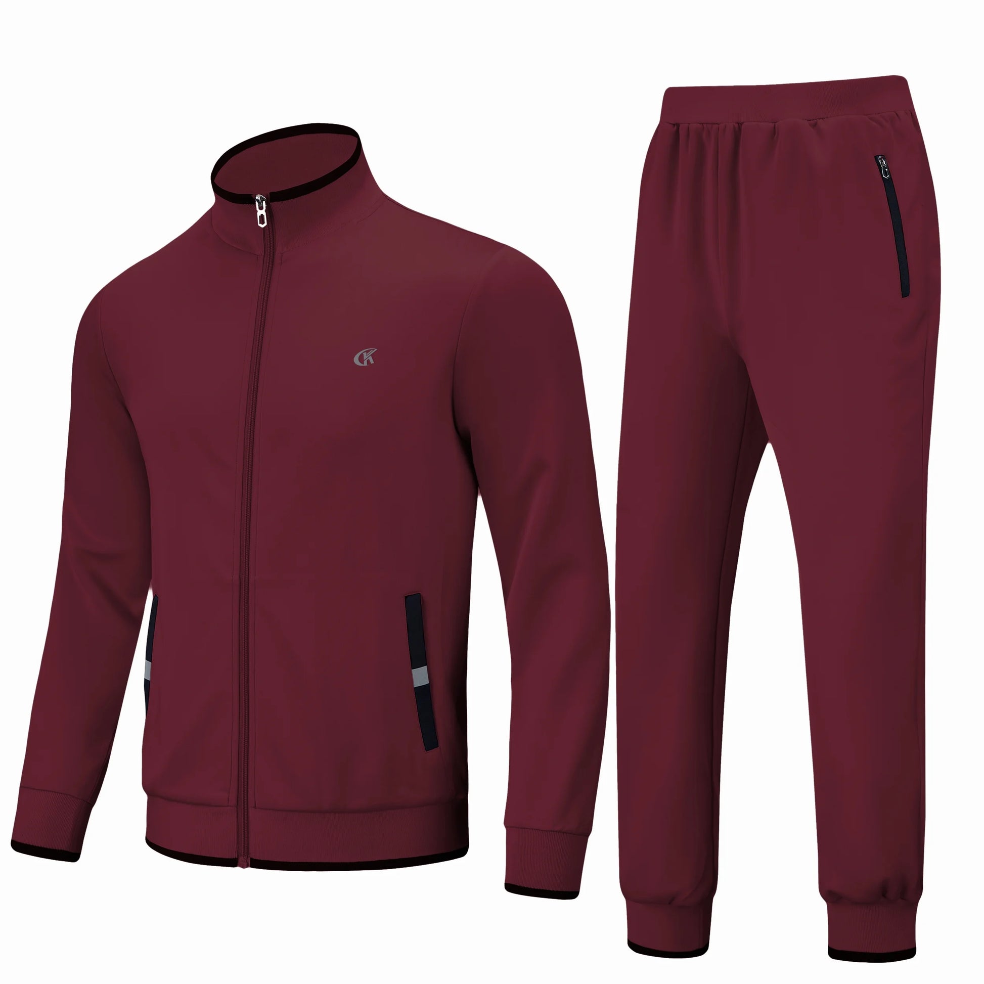 Men's Tracksuit Sweatsuit for Men Set Track Suits 2 Piece Casual Athletic Jogging Warm up Full Zip Sweat Suits Wine Red