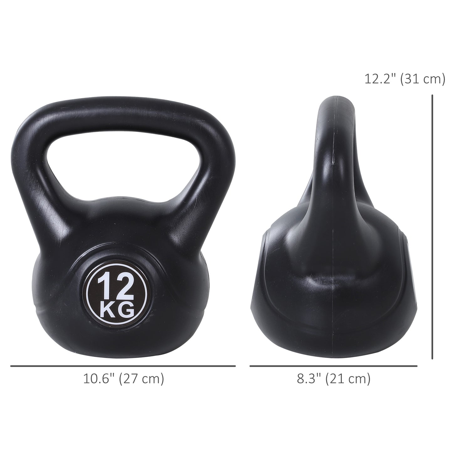 Soozier 26lb Fitness Kettlebell, Plastic Exercise Weight, Weightlifting Tools with Sand, Handle, Noise Reduction for Home, Gym