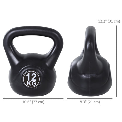 Soozier 26lb Fitness Kettlebell, Plastic Exercise Weight, Weightlifting Tools with Sand, Handle, Noise Reduction for Home, Gym