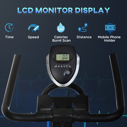 Soozier Exercise Bike, Stationary Bike with LCD Display, Indoor Cycling Bike for Home Workout, with 6kg Flywheel, Black