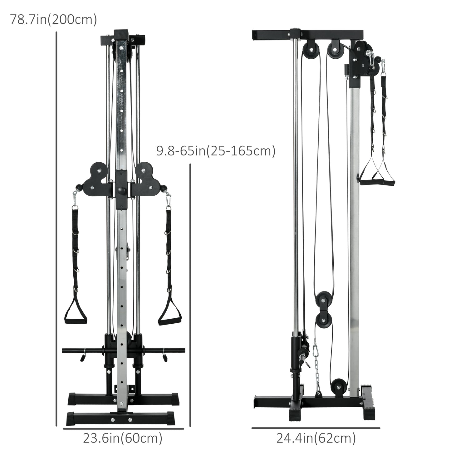 Soozier Wall Mount Cable Station, 15 Positions Adjustable Dual Pulley Machine Cable Crossover Machine Home Gym Equipment