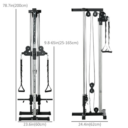 Soozier Wall Mount Cable Station, 15 Positions Adjustable Dual Pulley Machine Cable Crossover Machine Home Gym Equipment
