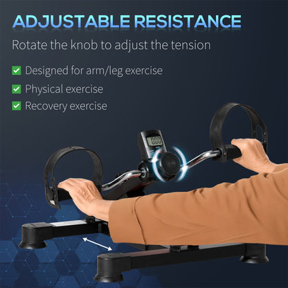 Soozier Pedal Exerciser Under Desk Bike with LCD Display, Adjustable Resistance, Mini Exercise Bike for Home Office