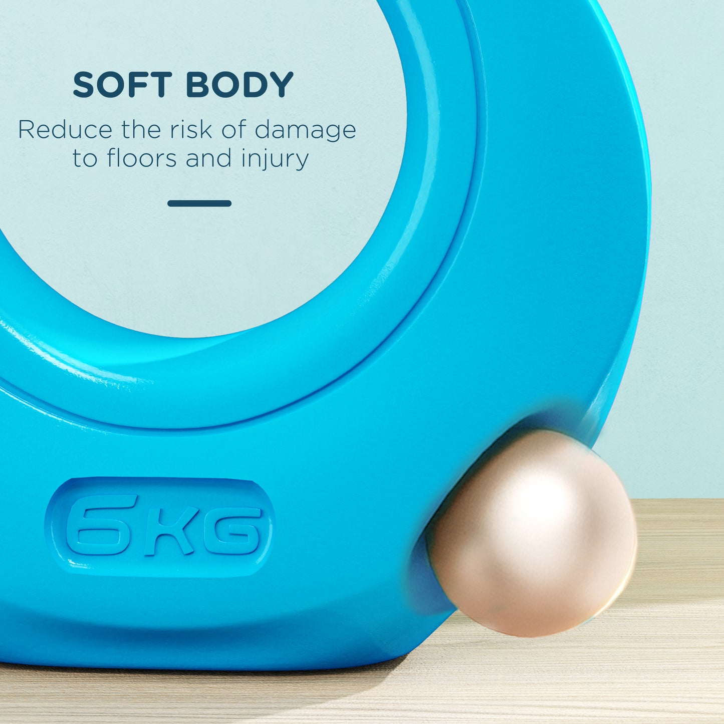 Soozier 13lbs Kettlebell, Kettle Bell with Wide Handle for Home Gym Weight Lifting and Strength Training, Light Blue