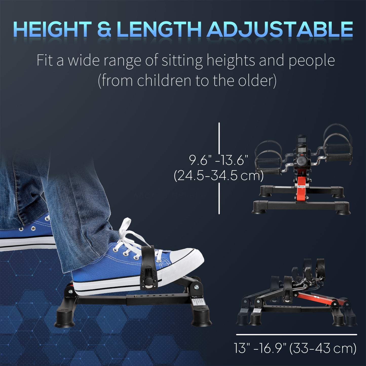 Soozier Pedal Exerciser Under Desk Bike with LCD Display, Adjustable Resistance, Mini Exercise Bike for Home Office