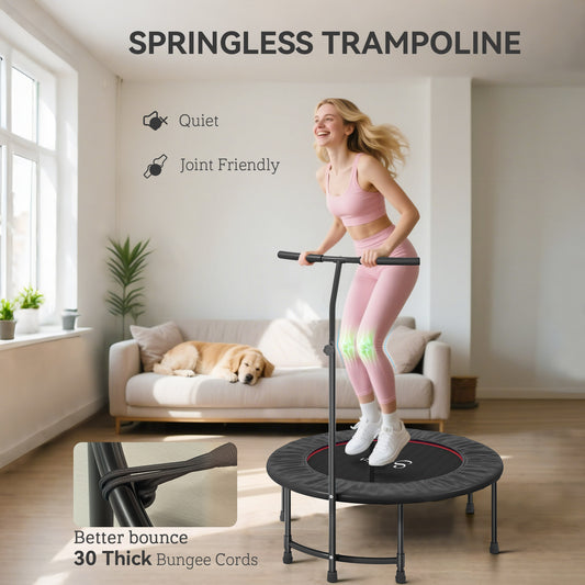 Soozier 39in Mini Exercise Trampoline with Adjustable Bar Black