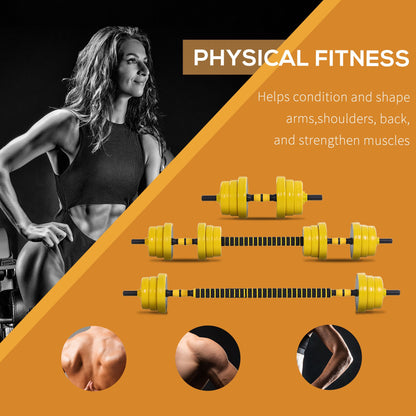 Soozier Dumbbell & Barbell Adjustable Set 44lbs Plate Bar Clamp Rod for Strength Training, Full Body Workout, Muscle Building Men Women Home Gym Sports Area Exercise Ergonomic