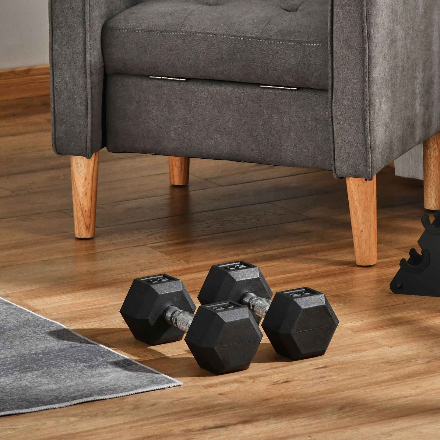 Soozier 2 x 20lbs Rubber Dumbbells Weight Set, Dumbbell Hand Weight for Body Fitness Training for Home Office Gym, Black