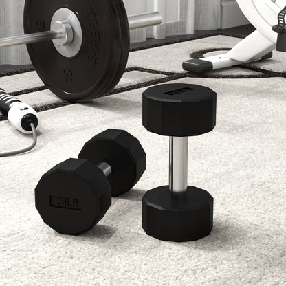 Soozier 2 x 20lbs Dumbbells Set with Non-Slip Grip, Rubber Covered Weights for Men Women Home Gym Workout