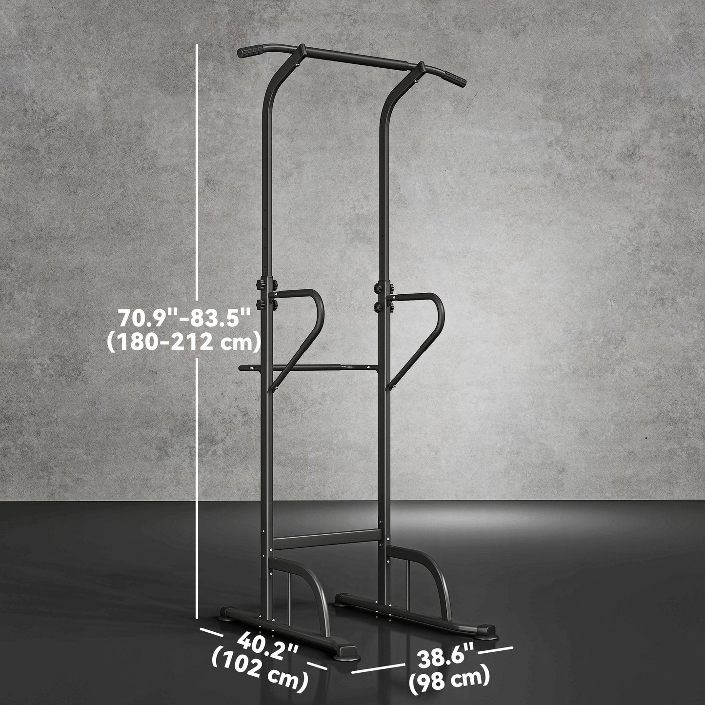 Soozier Power Tower Dip Station Pull Up Bar, Multi-Function Push Up Equipment with Adjustable Height for Home Gym Strength Training Workout Fitness, Black