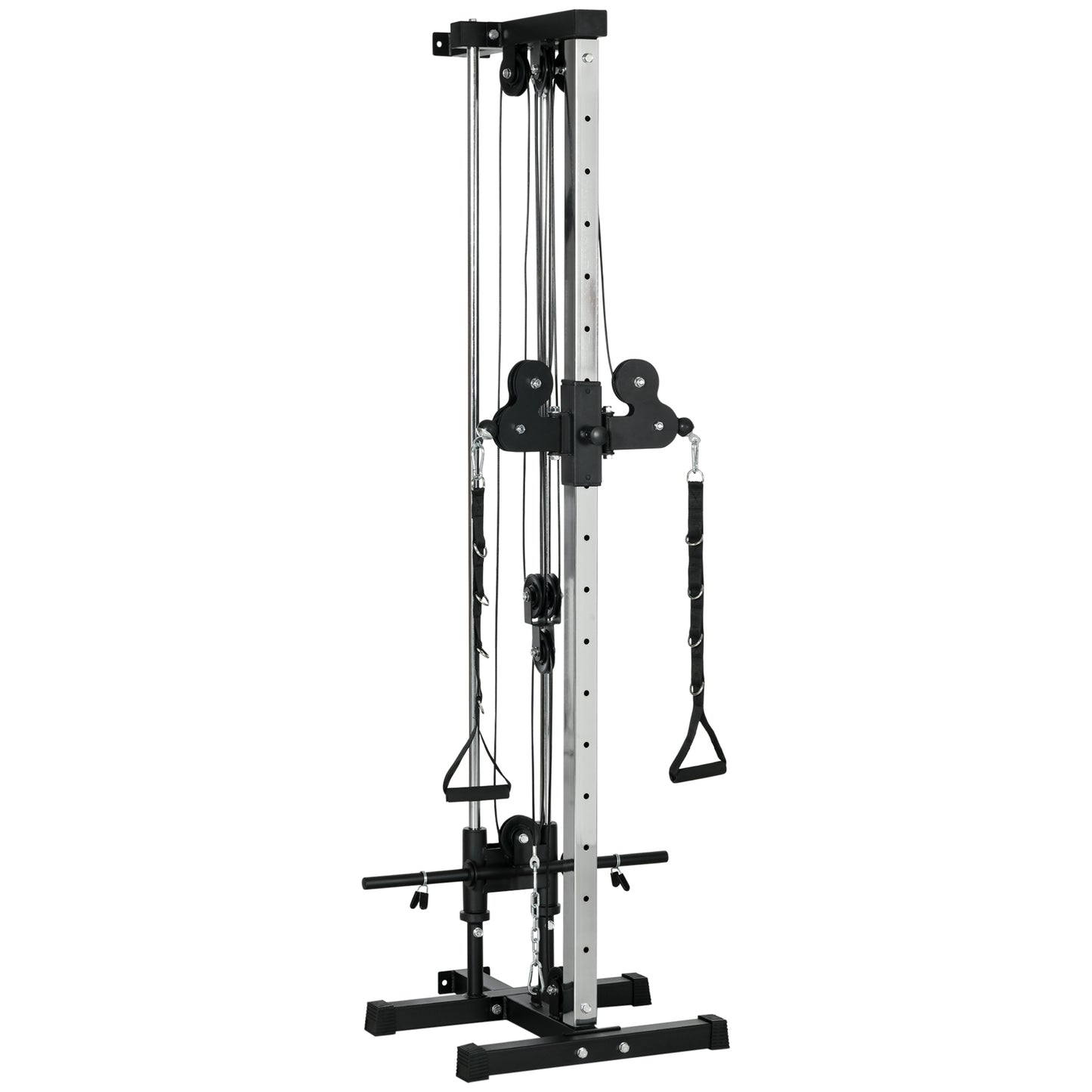 Soozier Wall Mount Cable Station, 15 Positions Adjustable Dual Pulley Machine Cable Crossover Machine Home Gym Equipment
