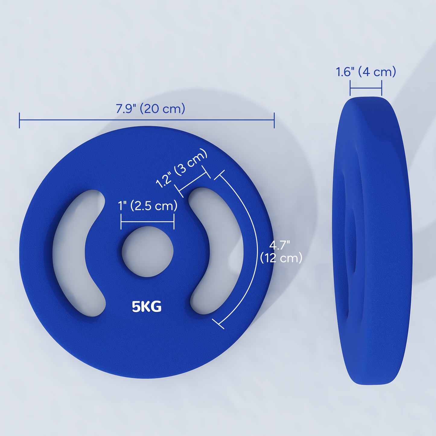 Soozier 2 x 11lbs Standard Weight Plates with Easy-Grip Handles, 1" Holes, for Home, Gym, Weight Lifting and Strength Training