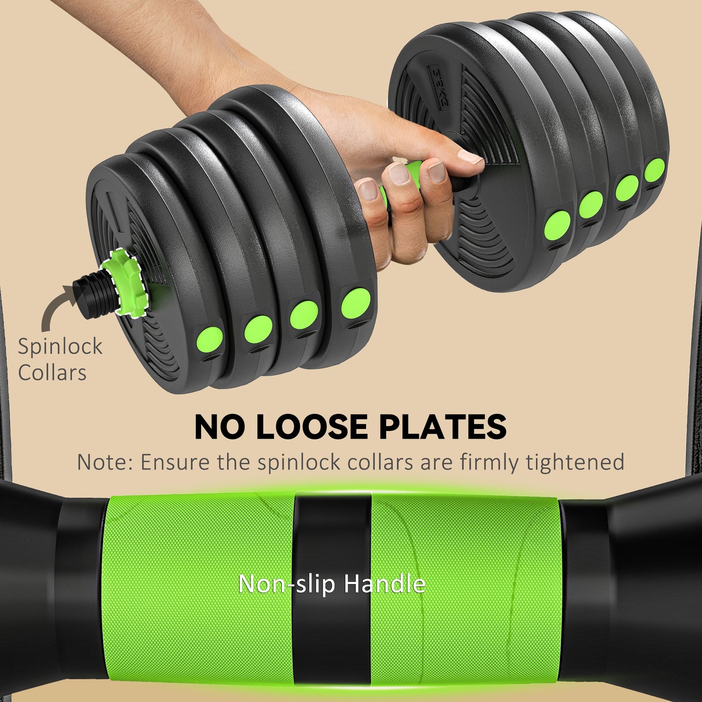 Soozier Adjustable Dumbbell Set, 3 in 1 Weights Dumbbells Set for Home Gym, 66lb Free Weights with Connector and Non-Slip Grip