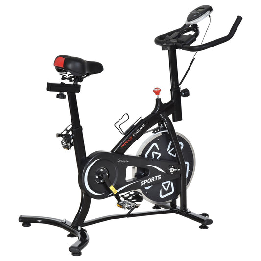 Soozier Exercise Bike, Stationary Bike with LCD Display, Indoor Cycling Bike for Home Workout, with 6kg Flywheel, Black