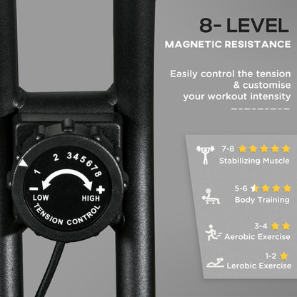 Soozier Foldable Exercise Bike Indoor Stationary Bike w/ 8-Level Magnetic Resistance LCD Screen Phone Holder for Home Gym Black