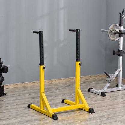 Soozier Dip Station, Body Press Parallel Bar with 10 Adjustable Height, Home Gym Workout Trainer Dip Bar, Yellow