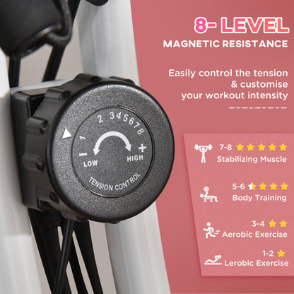 Soozier 3 in 1 Folding Exercise Bike, Foldable Stationary Bike with 8-Level Magnetic Resistance, Adjustable Seat, Pink
