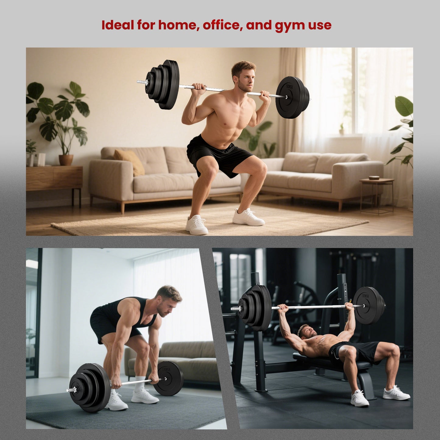 Soozier 154 lbs Barbell Weight Set, Adjustable Weights for Home Gym with 67" Barbell Bar, Strength Training Equipment