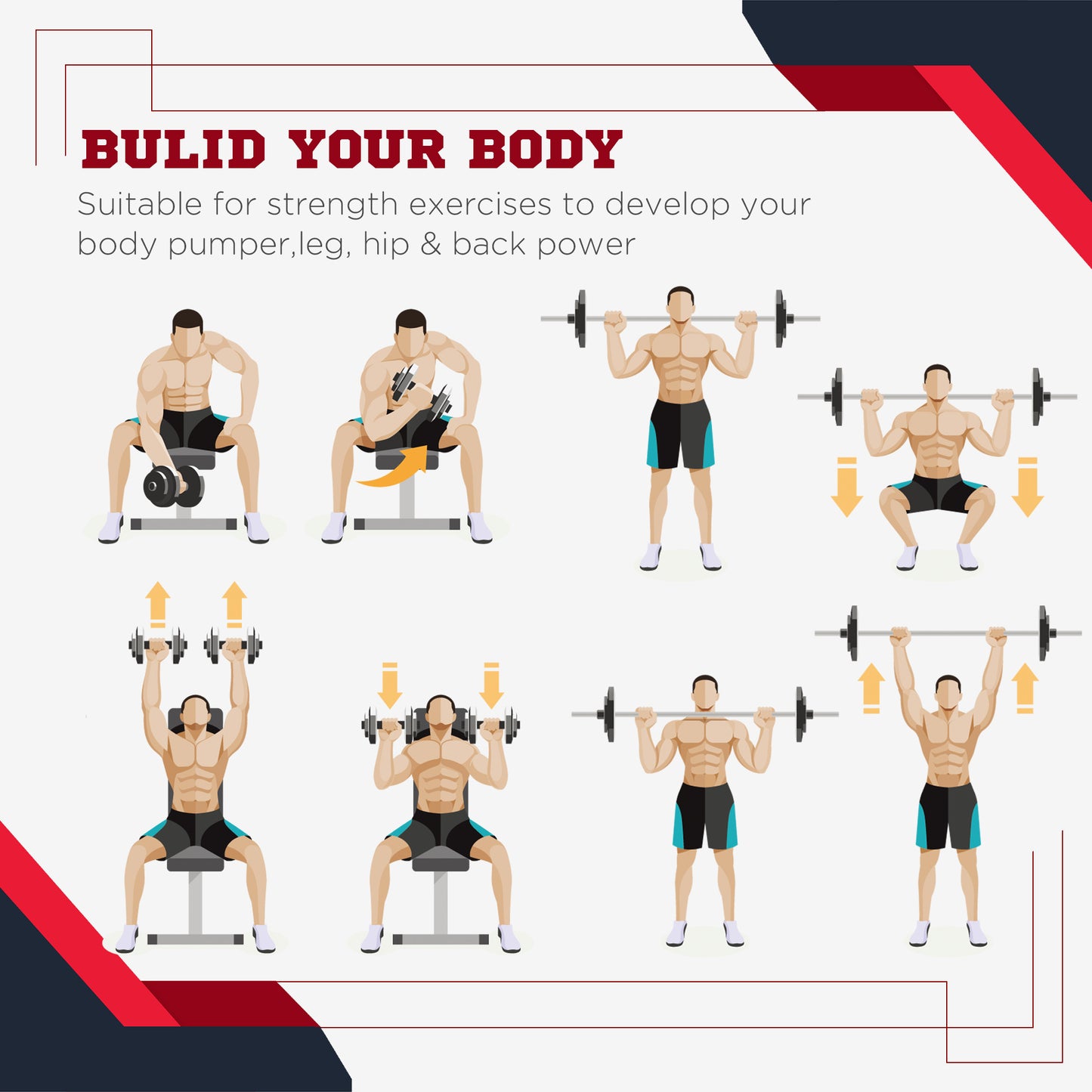 Soozier 4 Piece dumbbell Weight Plates Set 2 x 11lbs and 2 x 22lbs Black (Weights Only)