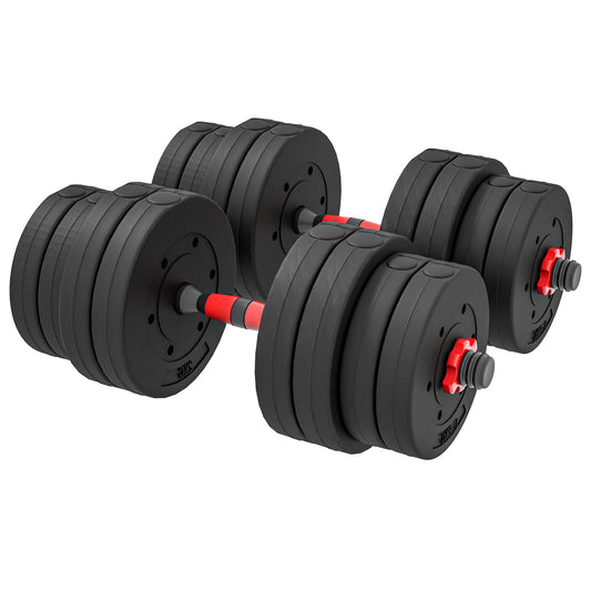 Soozier 66lbs 2-in-1 Adjustable Dumbbells Weight Set, Dumbbell Hand Weights Barbell for Body Fitness, Lifting Training for Home, Office, Gym, Black and Red